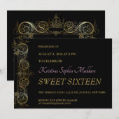 Uitnodiging voor Delicate Gold Border Party (Voorkant / Achterkant)