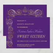 Uitnodiging voor Delicate Gold Border Party (Voorkant / Achterkant)