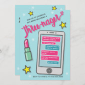 Uitnodiging voor derde verjaardagsfeestje van grap (Voorkant / Achterkant)