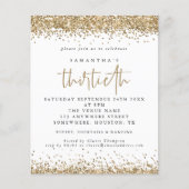 Uitnodiging voor dertigste feestje met budget goud (Voorkant)