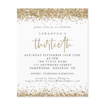 Uitnodiging voor dertigste feestje met budget goud