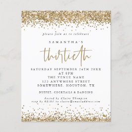 Uitnodiging voor dertigste feestje met budget goud