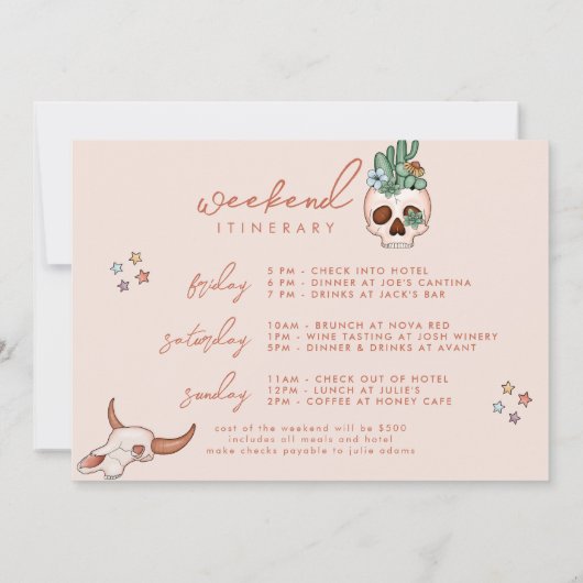 Uitnodiging voor Desert Cowgirl vrijgezellenfeest  (Achterkant)