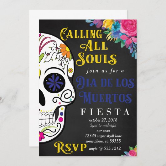 UITNODIGING VOOR DIA DE LOS MUERTOS (Voorkant / Achterkant)