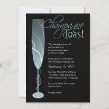 Uitnodiging voor diamant champagne toast blauw