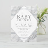 Uitnodiging voor diamant en marmer Baby shower (Staand voorkant)