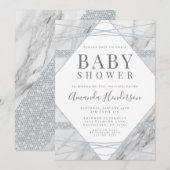 Uitnodiging voor diamant en marmer Baby shower (Voorkant / Achterkant)