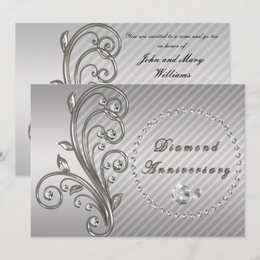Uitnodiging voor diamanten huwelijksjubileum (Voorkant / Achterkant)