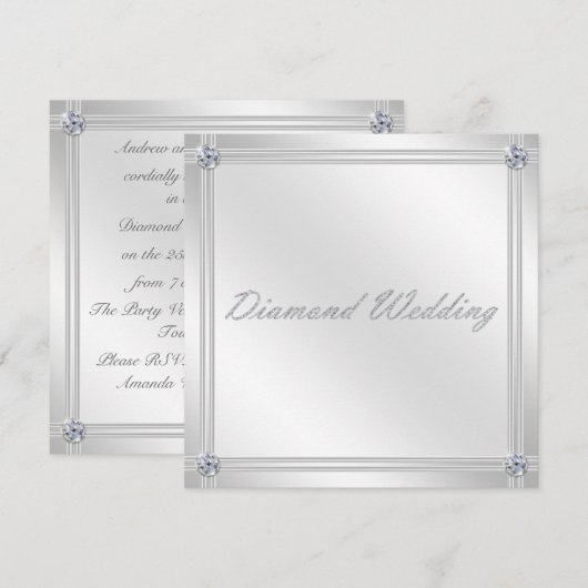 Uitnodiging voor diamanten huwelijksjubileum in zi (Voorkant / Achterkant)