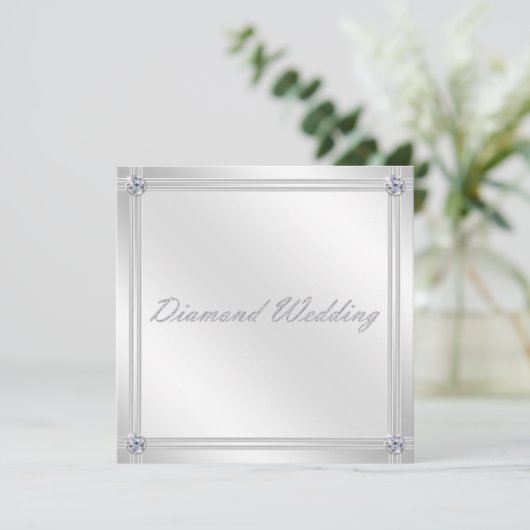 Uitnodiging voor diamanten huwelijksjubileum in zi (Staand voorkant)