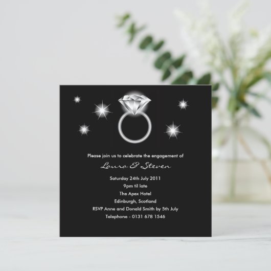 Uitnodiging voor Diamond Ring Engagement Party (Staand voorkant)