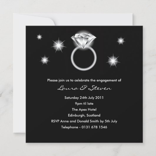 Uitnodiging voor Diamond Ring Engagement Party (Voorkant)