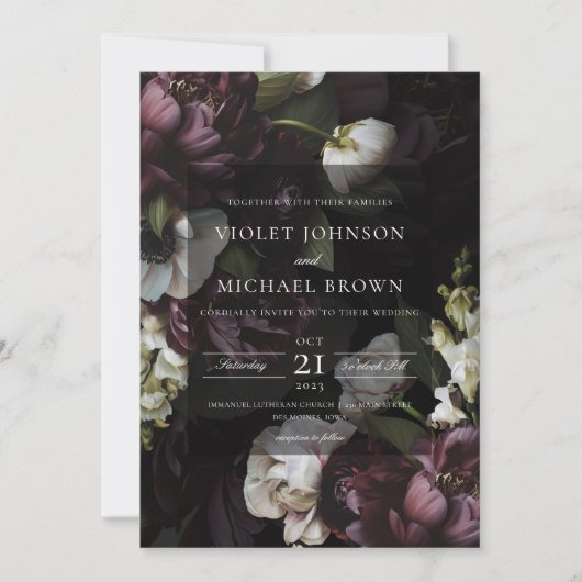 Uitnodiging voor diepgaande donkere bruiloft (Voorkant)