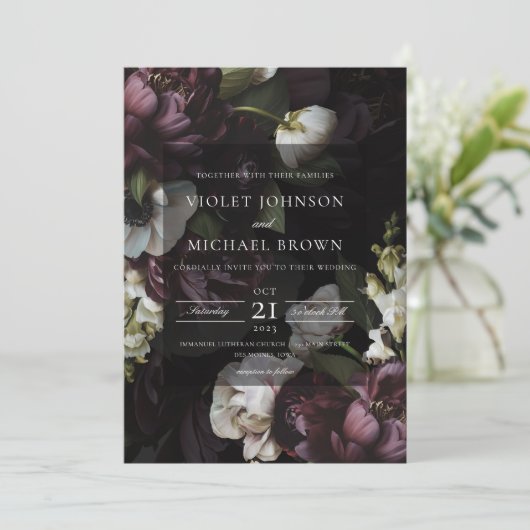 Uitnodiging voor diepgaande donkere bruiloft (Staand voorkant)