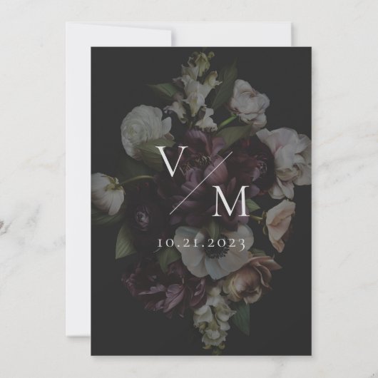 Uitnodiging voor diepgaande donkere bruiloft (Achterkant)