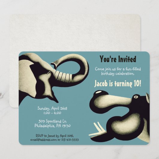  uitnodiging voor  dierentuin (Voorkant / Achterkant)