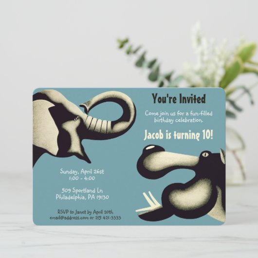  uitnodiging voor  dierentuin (Staand voorkant)