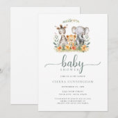 uitnodiging voor dierlijk Baby shower (Voorkant / Achterkant)