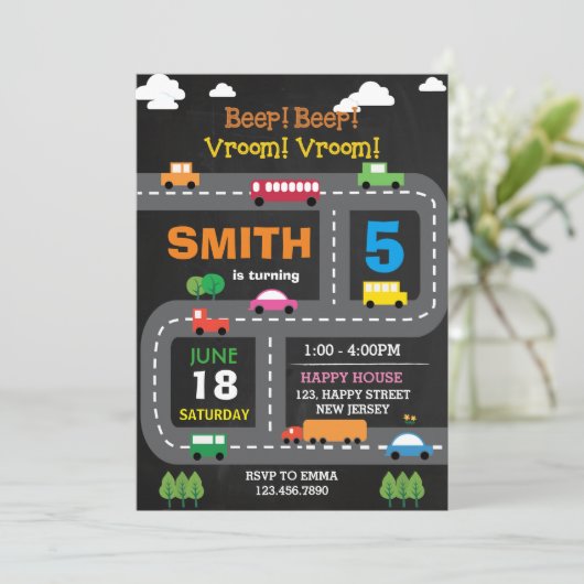 Uitnodiging voor digitaal printbaar vervoer (Staand voorkant)