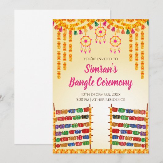Uitnodiging voor Digital Bangle-ceremonie en Choor (Voorkant / Achterkant)