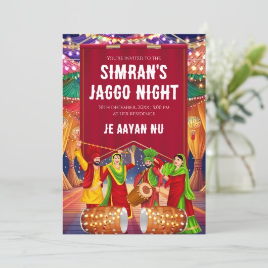 Uitnodiging voor digitale Jaggo Nacht uitnodiginge (Staand voorkant)