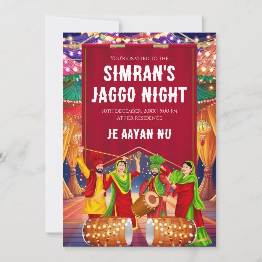 Uitnodiging voor digitale Jaggo Night invites (Voorkant)