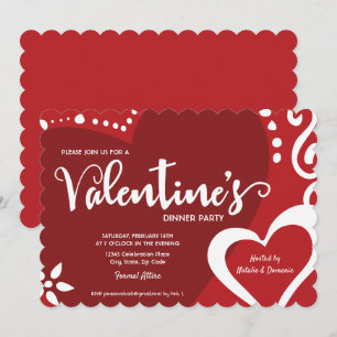 Uitnodiging voor diner Chic Red Valentijn