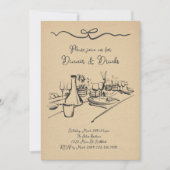 Uitnodiging voor diner en drankjes, dinerfeest voo (Voorkant)