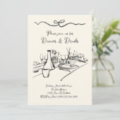 Uitnodiging voor diner en drankjes, dinerfeest voo (Staand voorkant)