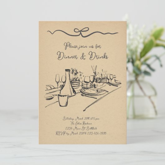 Uitnodiging voor diner en drankjes, volwassenen di (Staand voorkant)