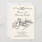 Uitnodiging voor diner en Drinken, feest voor volw (Voorkant)