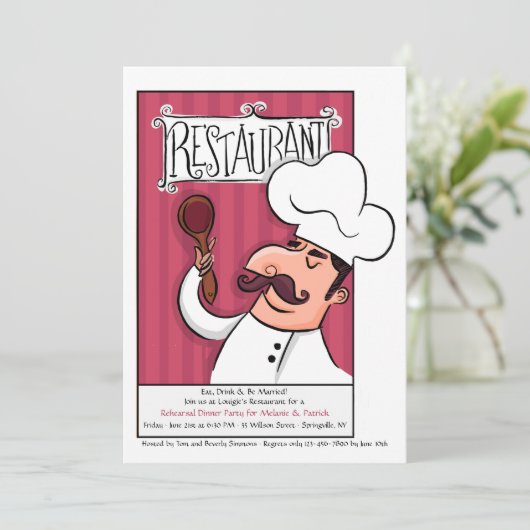 Uitnodiging voor diner in restaurant (Staand voorkant)