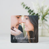 Uitnodiging voor diner met moderne fotoscriptrepet (Staand voorkant)