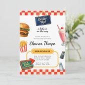 Uitnodiging voor Diner Theme Baby shower (Staand voorkant)