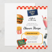 Uitnodiging voor Diner Theme Baby shower (Voorkant / Achterkant)