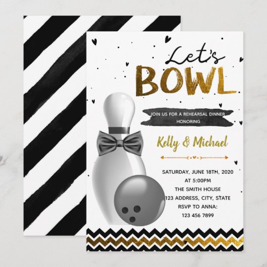 Uitnodiging voor diner tijdens bowlingrepetitie (Voorkant / Achterkant)