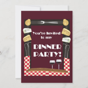 Uitnodiging voor dinerfeest-met citaat