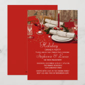 Uitnodiging voor dinerfeest met kerststuk (Voorkant / Achterkant)