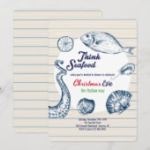 Uitnodiging voor dinerfeest met zeevruchten (Voorkant / Achterkant)
