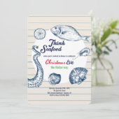 Uitnodiging voor dinerfeest met zeevruchten (Staand voorkant)