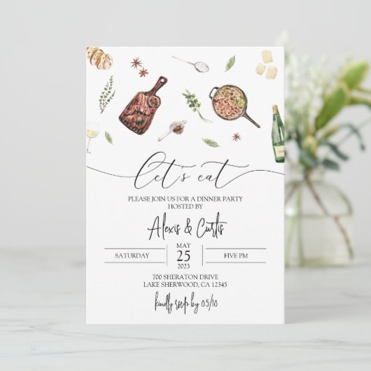 Uitnodiging voor dinerfeest - Moderne dineruitnodi (Staand voorkant)