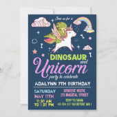 Uitnodiging voor Dinosauriër en Eenhoorn - UITNODI (Voorkant)