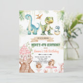 Uitnodiging voor dinosaurus en bosfee (Staand voorkant)