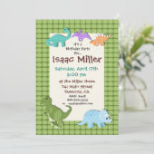 uitnodiging voor dinosaurusfeest (Staand voorkant)