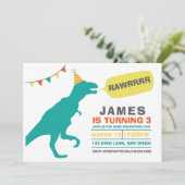 uitnodiging voor dinosaurusfeest (Staand voorkant)