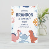 Uitnodiging voor dinosauruskinderfeestje, afdrukba (Staand voorkant)