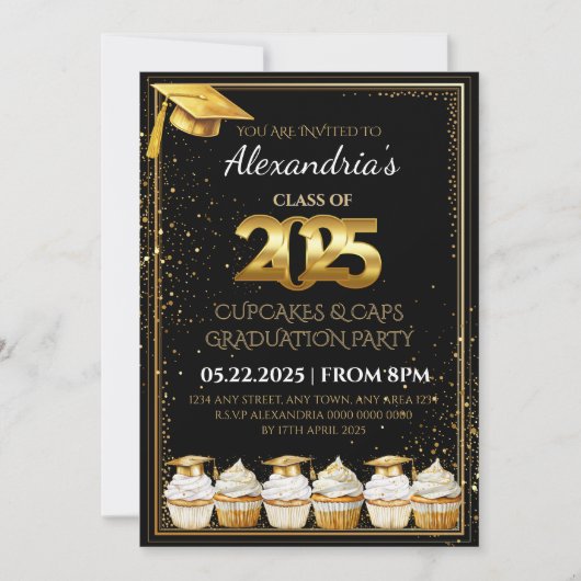 Uitnodiging voor diploma-uitreiking 2025 Cupcakes  (Voorkant)