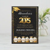 Uitnodiging voor diploma-uitreiking 2025 Cupcakes  (Staand voorkant)