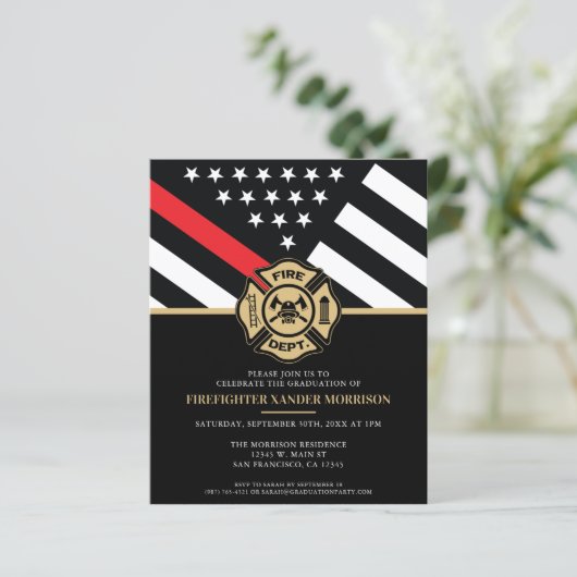 Uitnodiging voor diploma-uitreiking feest brandwee (Staand voorkant)
