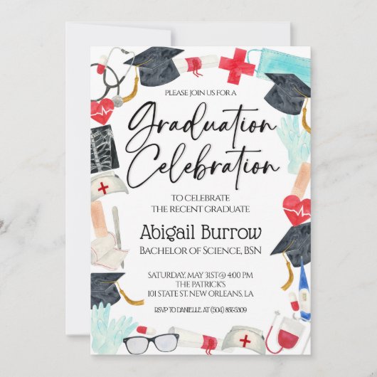 Uitnodiging voor diploma-uitreiking van verpleegku (Voorkant)